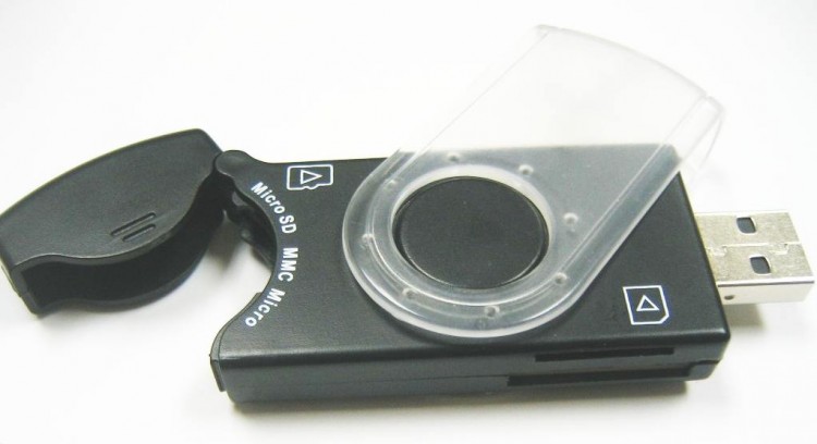 Картридер внешний Gembird FD2 USB 2.0, черный, блистер