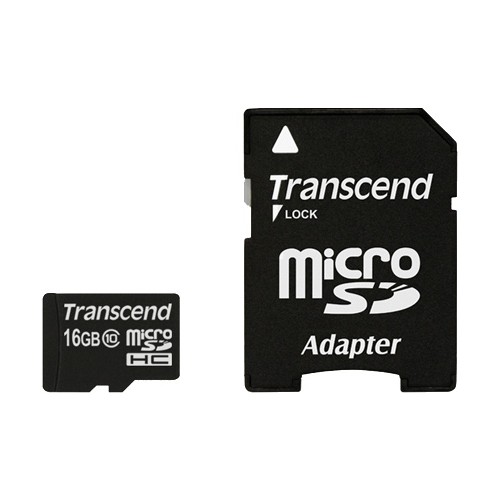Карта памяти(+адаптер) microSDHC 16Гб/Class 10/UHS-I,Transcend (TS16GUSDHC10)