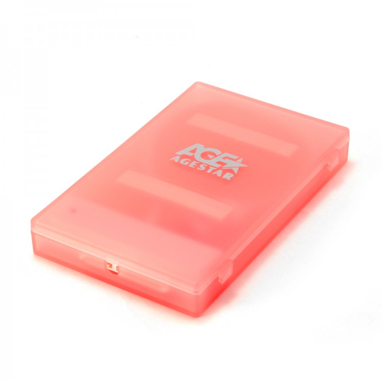 Внешний бокс AgeStar SUBCP1, 2.5", USB 2.0, пластик, розовый, пакет