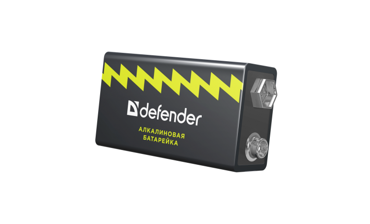 Щелочная батарейка Крона Defender 6LR61-1B 9В,1 шт, блистер, 56042