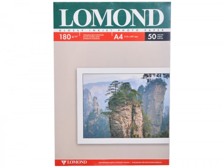 Фотобумага A4 Lomond  двухсторонняя глянец/глянец струйная 180 г/кв.м 50 листов, 