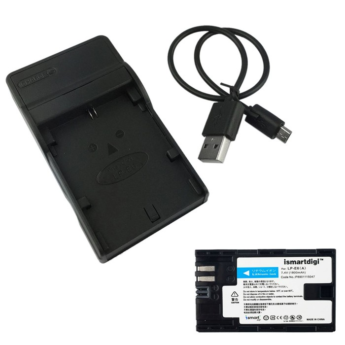 Зарядное устройство USB Charger, 8,4В/0,6А для Canon LP-E6, черный, rtl