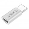 Адаптер USB Type C - microUSB(F),Orico CTM1-SV,серебристый,rtl