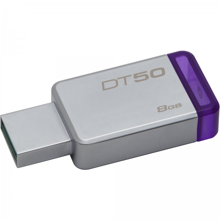 Накопитель USB 3.1 ,8Гб Kingston DataTraveler DT50,серебристый/фиолетовый, металл