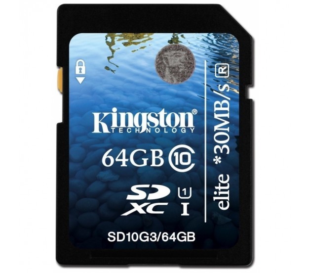 Карта памяти SDXC Kingston 64Гб/UHS-I, Class 10 (SD10G3/64GB)