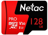 Карта памяти(+адаптер) microSD 128Гб/Class 10/UHS-I,Netac Pro(NT02P500PRO-128G-R)