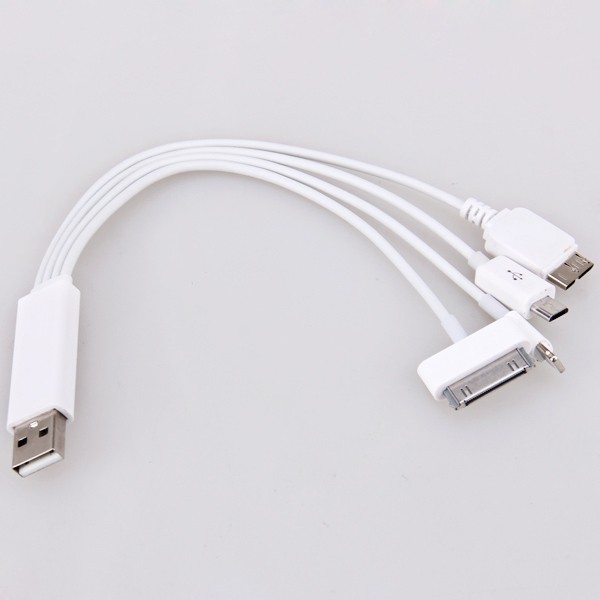 Кабель USB - Apple 30pin/8pin/microUSB,0,15м,Oxion,белый, oem