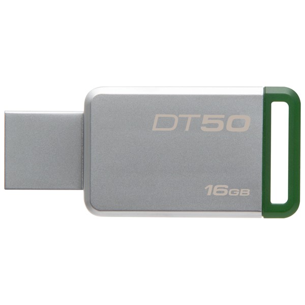 Накопитель USB 3.1 ,16Гб Kingston DataTraveler 50,серебристый/зеленый, металл