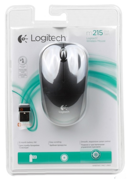 Мышь беспроводная Logitech  M215 (LOG-910-003163) черный/серый USB