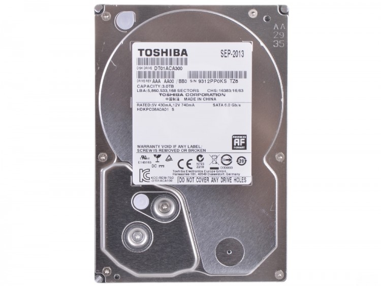 Накопитель HDD 3.5" 3Тб Toshiba  DT01ACA300 64Мб 7200 об/мин,тех. пакет