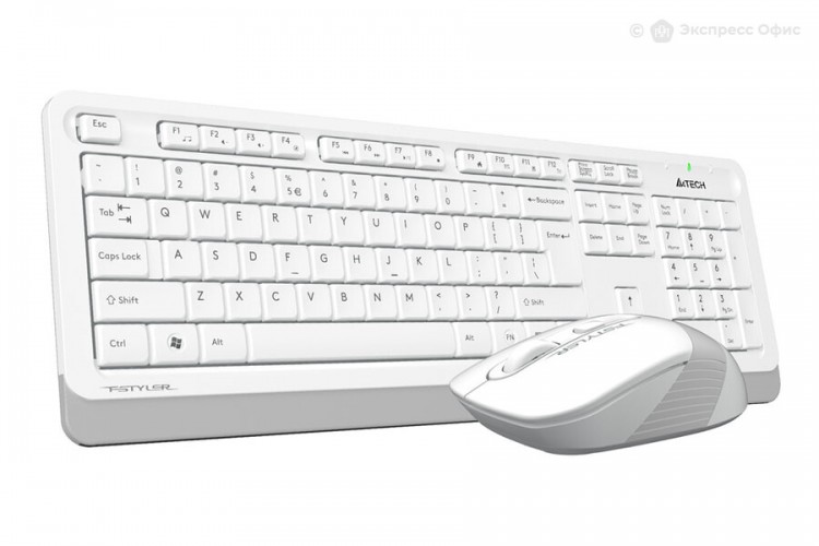 Комплект беспроводной клавиатура+мышь A4Tech FG1010,белый/серый,USB(для приемника),rtl
