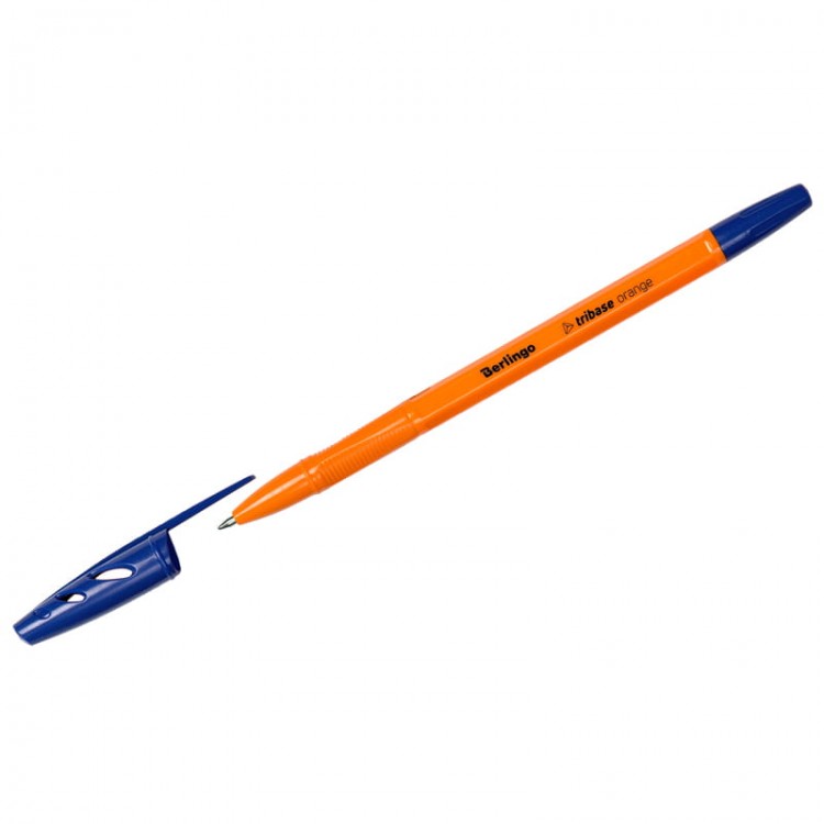 Ручка шар. Berlingo "Tribase Orange", синяя, оранж.корп., 1,0мм, CBp_70910
