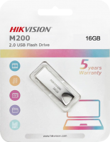 Накопитель USB 2.0, 16Гб Hikvision M200 HS-USB-M200(STD)/16G/EN,серебристый, металл