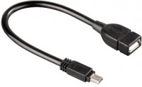 Кабель USB AF(OTG) - miniUSB(M),0,15м,Hama H-39626,черный, блистер