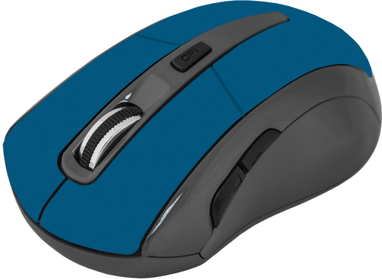 Мышь беспроводная Defender MM-965, синяя, оптическая, 1600dpi, USB(для приёмника), блистер