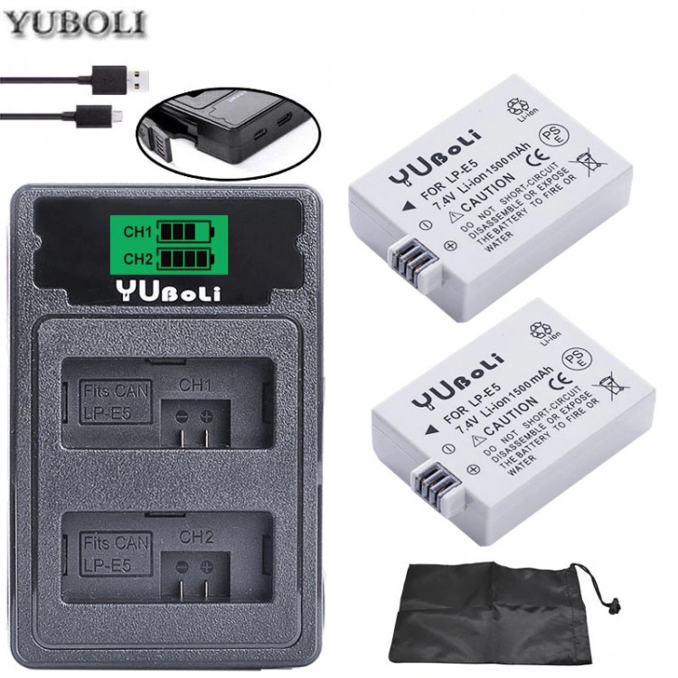 Зарядное устройство YUboli , 8,4В/0,6А для Canon LP-E5, черное USB, rtl