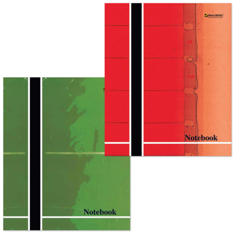 Тетрадь 96 л., А5, Brauberg, клетка, обложка мелованный картон, "Notebook", 2 вида, 401290