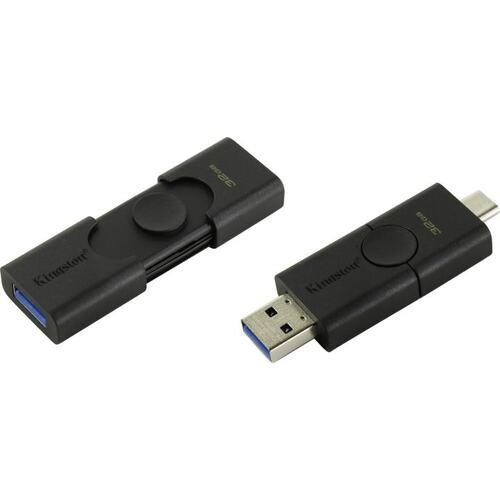 Накопитель USB 3.0/Type C, 32Гб Kingston DataTraveler Duo DTDE/32GB,черный, пластик