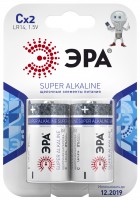 Щелочная батарейка LR14/C Эра Super Alkaline,1.5В,1шт.(упаковка из 2 шт.),oem