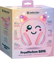 Гарнитура Bluetooth(+MP3 плеер) Defender FreeMotion B585,стерео,беспроводная,розовая,rtl