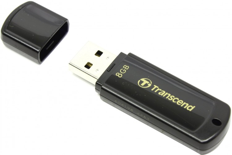 Накопитель USB 2.0 ,8Гб Transcend JetFlash 350,черный, пластик