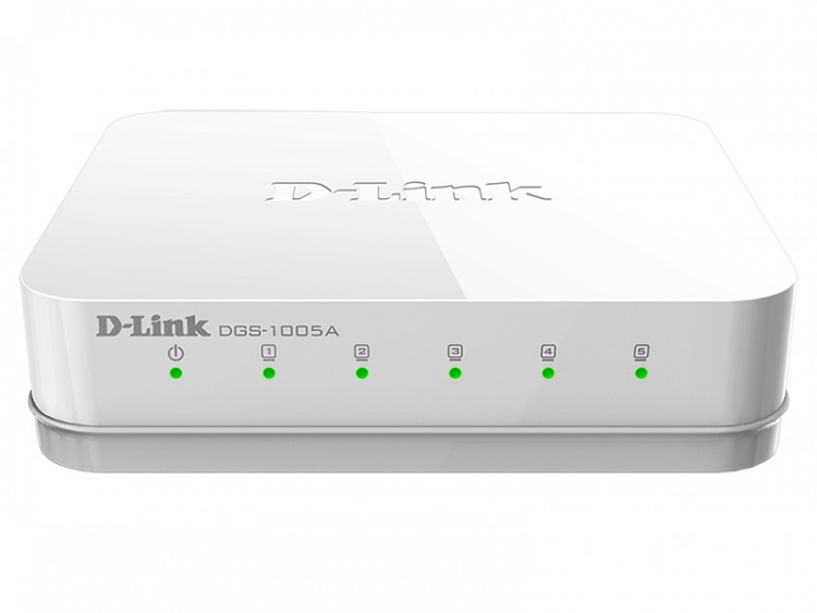 Сетевой коммутатор D-Link DGS-1005A, 5 портов 10/100/1000 Мбит/сек, внешний, белый, rtl, 18854