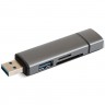 Картридер/USB хаб внешний CBR Gear USB 3.0/Type C, для SD,microSD,TF серый, rtl