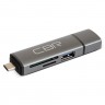 Картридер/USB хаб внешний CBR Gear USB 3.0/Type C, для SD,microSD,TF серый, rtl