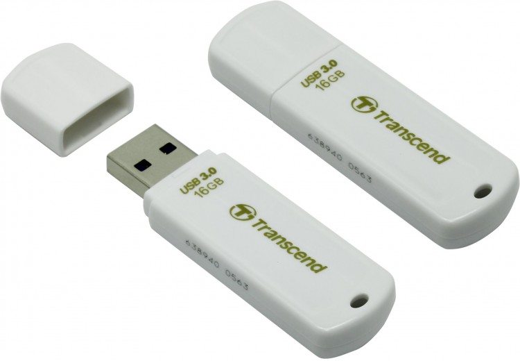 Накопитель USB 3.0 ,16Гб Transcend JetFlash 730,белый, пластик