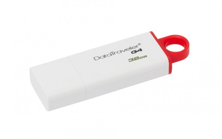 Накопитель USB 3.0 ,32Гб Kingston DataTraveler G4 DTIG4/32GB,белый/красный, пластик