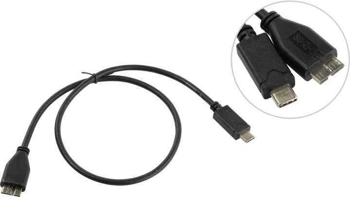 Кабель USB Type C - microUSB 9pin,0,5м,5bites TC303-05,черный,пакет