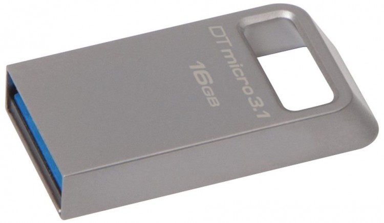 Накопитель USB 3.1 ,16Гб Kingston DataTraveler Micro 3.1,серебристый, металл