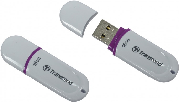 Накопитель USB 2.0 ,16Гб Transcend JetFlash 330,белый, пластик