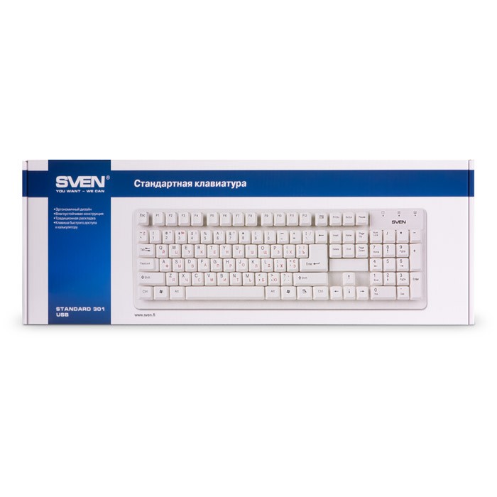 Клавиатура Sven Standard 301,проводная(USB),белая,rtl