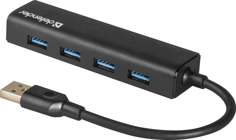 Концентратор USB Defender Quadro Express 4 порта USB 3.0, черный, блистер