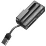 Картридер+USB Хаб внешний Ginzzu GR-417UB USB 2.0, для SD,microSD,M2,MS черный, блистер