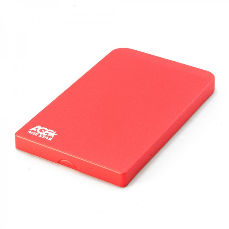 Внешний бокс AgeStar SUB2O1, 2.5", USB 2.0, аллюминий, красный, rtl