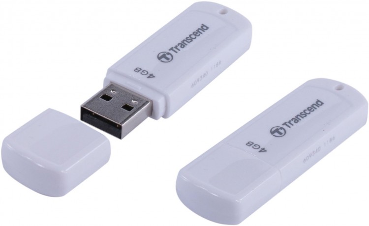 Накопитель USB 2.0 ,4Гб Transcend JetFlash 370,белый, пластик