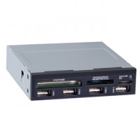 Картридер/USB хаб внутренний(3,5`) Ginzzu GR-137UB/LE USB 2.0, для microSD,T-Flash,M2,SD,MS,MMC,CF,4