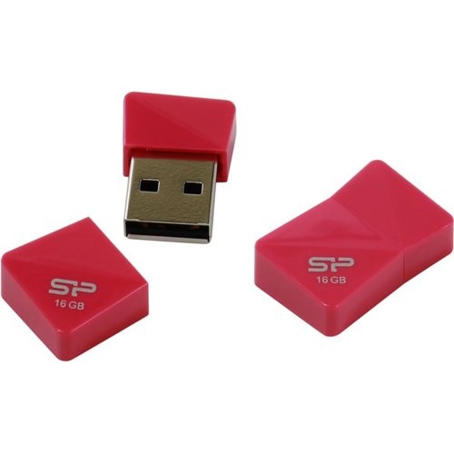 Накопитель USB 2.0 ,16Гб Silicon Power Touch T08 SP016GBUF2T08V1H,розовый, пластик
