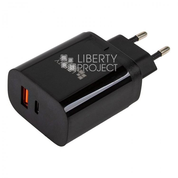 Зарядное устройство Liberty Project Power Series, 5В/9В/12В/1.5А/2А/3А для USB, Type C, черное, rtl