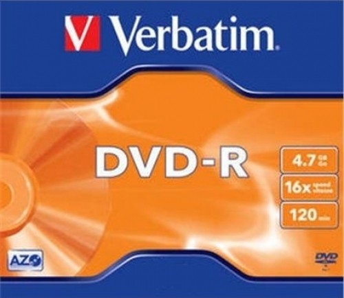Диск DVD-R Verbatim AZO 4,7 Гб 16x 1шт, серебристый, jewel