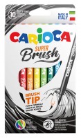 Фломастеры Carioca Super Brush 42937 кисть смываемые 10цв. коробка с европодвесом