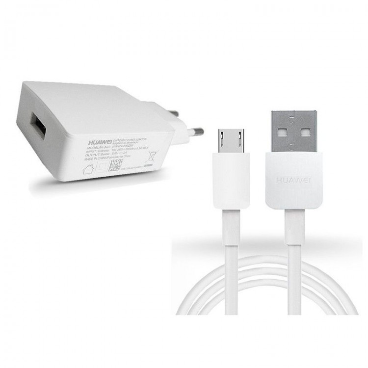 Зарядное устройство Huawei HW-050200Z3W, 5В/2.1А для USB/microUSB, белое, блистер