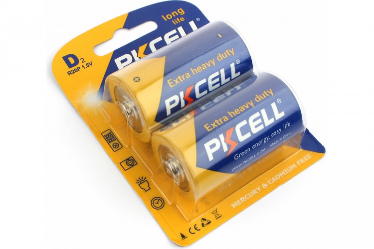 Солевая батарейка LR20/D PKCel,1.5В,1шт.(упаковка из 2 шт.),oem