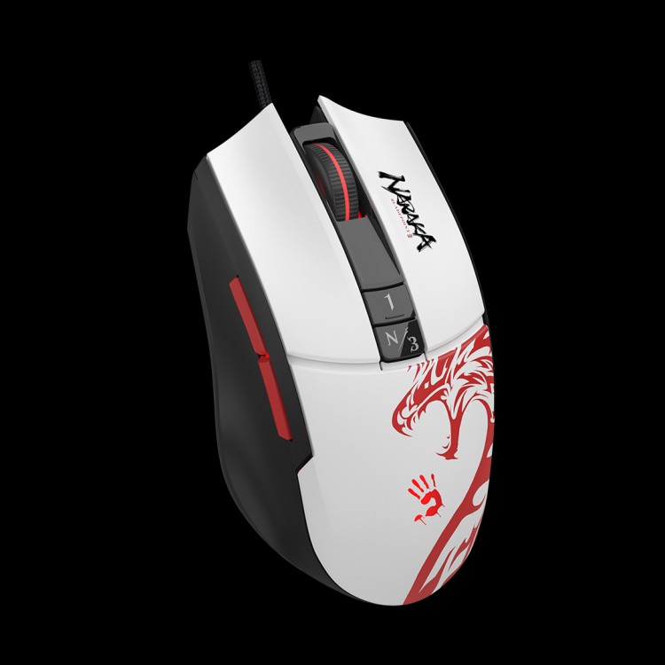 Мышь проводная, с подсветкой A4Tech Bloody L65 Max Naraka, белая, оптическая, 12000dpi, USB, rtl
