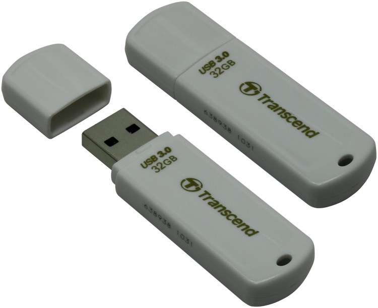 Накопитель USB 3.0, 32Гб Transcend JetFlash 730,белый, пластик