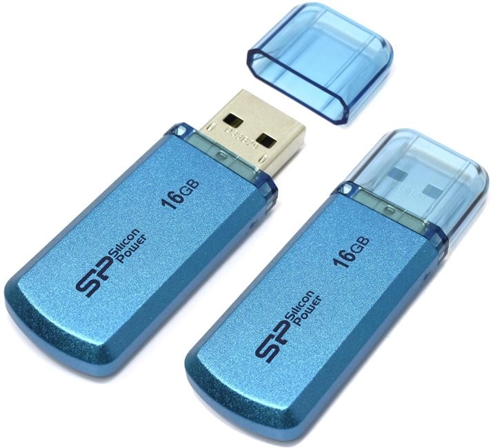 Накопитель USB 2.0 ,16Гб Silicon Power Helios 101 SP016GBUF2101V1B,синий, металл