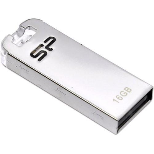 Накопитель USB 2.0 ,16Гб Silicon Power Touch T03 SP016GBUF2T03V1F,серебристый, металл