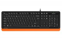 Клавиатура A4Tech FK10,проводная(USB),влагозащита,мультимедийная,черная/оранжевая,rtl